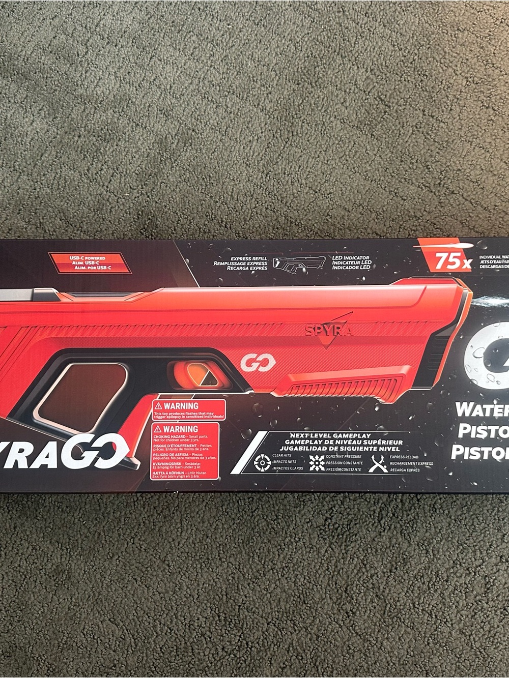 SPYRA GO Red Water Pistol